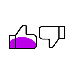 Thumb down and thumb down icon. Like and dislike symbol. Vector illustration