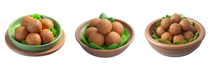 3d render set of Falafel isolated on transparent background Cartoon Illustration in plastic style