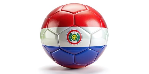 Obraz premium Paraguay Soccer Ball with Team Flag on White Background for Product Photography
