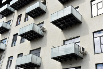 Modern balcony facade of apartment block
