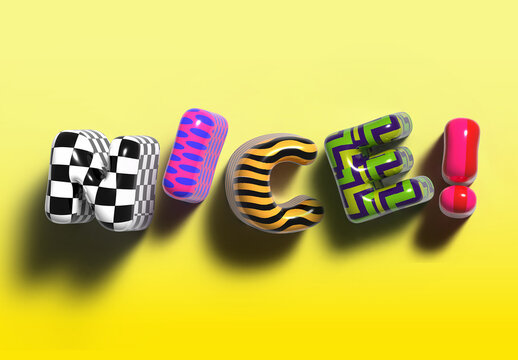 Multicolored Pattern 3D Text Effect