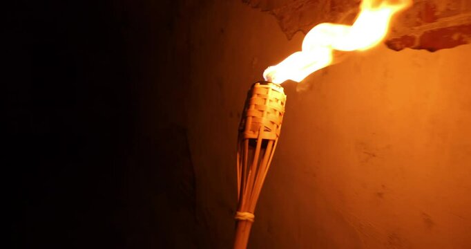 4K - in dungeon with a torch in first person view. scene02