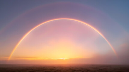 Rainbow Arcing Over a Green Meadow After a Rainstorm | Captivating Nature Scene Symbolising Hope and Renewal