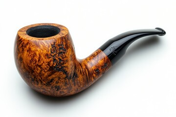 A solitary smoking pipe, often associated with mystery and intellect, isolate on white background. 