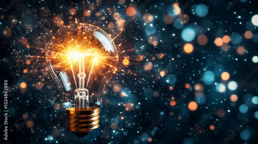 Poster bright spark of creativity in a colorful background