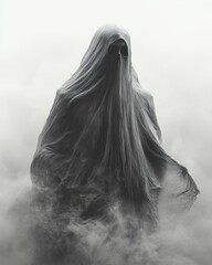 An isolated ghostly apparition, symbolizing the supernatural and mystery, isolate on white background. 