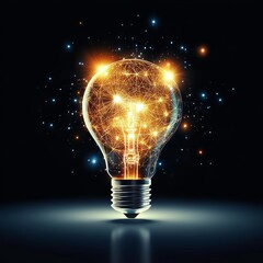 Glowing Light Bulb With Connection Lines, Concept of Idea, Innovation, And Creativity