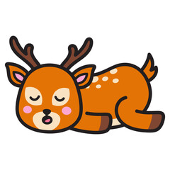 Cute Sleeping Deer Cartoon Illustration Vector