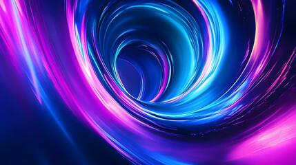 Dynamic gradient of rich blue, bright cyan, and neon purple, with abstract swirling shapes, creating a futuristic, high-energy look.
