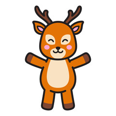 Cute Deer Cartoon Illustration Vector