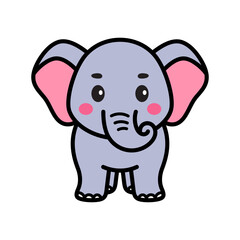 Cute Elephant Cartoon Illustration Vector