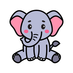 Obraz premium Cute Elephant Cartoon Illustration Vector