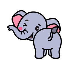 Cute Elephant Cartoon Illustration Vector