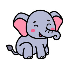 Cute Elephant Cartoon Illustration Vector