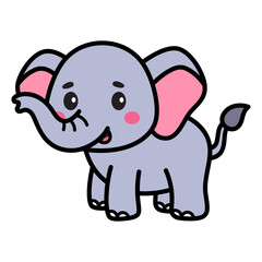 Cute Elephant Cartoon Illustration Vector
