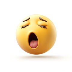 Fototapeta premium A sleepy emoji with half-closed eyes and a small yawn