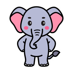 Cute Elephant Cartoon Illustration Vector