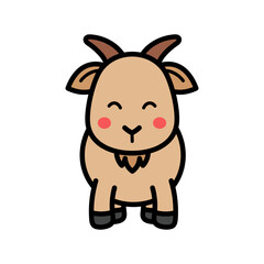 Fototapeta premium Cute Goat Cartoon Illustration Vector