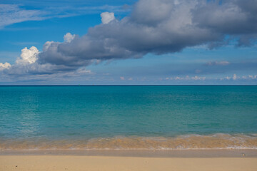 Obraz premium Tropical paradise Caribbean white sandy beach laguna luxury resort refuge hideaway getaway Bermuda island for deluxe dream holiday vacation picturesque landscape seascape scenery