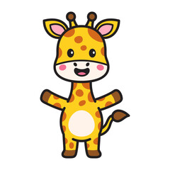 Cute Giraffe Cartoon Illustration Vector