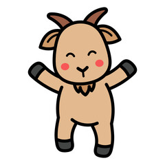 Cute Goat Cartoon Illustration Vector