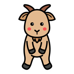 Cute Goat Cartoon Illustration Vector
