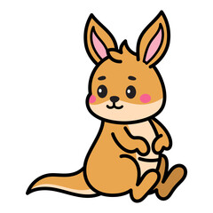 Cute Kangaroo Cartoon Illustration Vector
