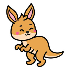 Cute Kangaroo Cartoon Illustration Vector