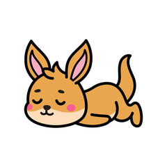 Cute Sleeping Kangaroo Cartoon Illustration Vector