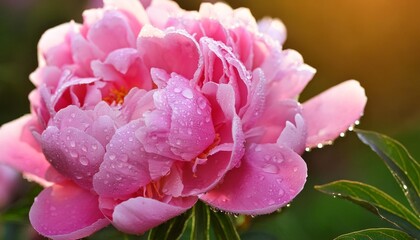 Fototapeta premium pink peony flower after rain