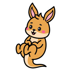 Cute Kangaroo Cartoon Illustration Vector