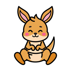 Cute Kangaroo Cartoon Illustration Vector