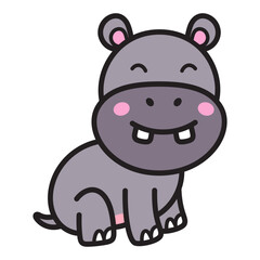 Naklejka premium Cute Hippopotamus Cartoon Illustration Vector