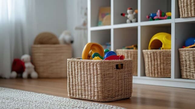 Toy Storage Organization: Simple Solution with Baskets and Bins for Quick Cleanup in Modern Living Spaces
