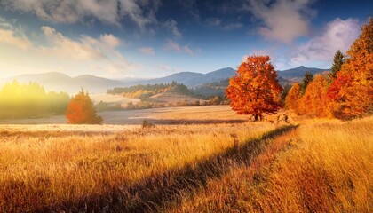 art abstract art rural landscape autumn sunny meadow