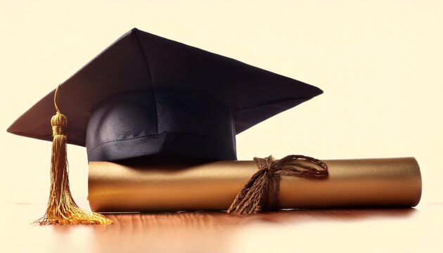 graduation cap with diploma scroll