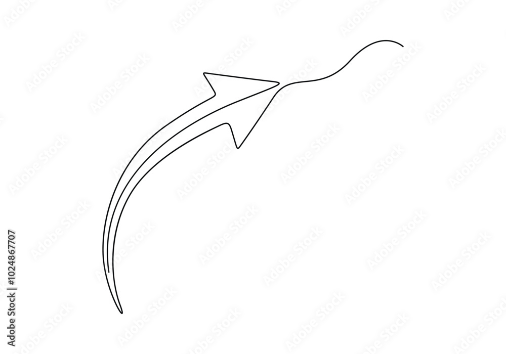 Poster arrow pointing right, continuous one line drawing vector. single line arrow pointing right, vector b