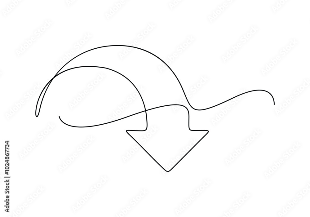 Poster arrow pointing right, continuous one line drawing vector. single line arrow pointing right, vector b