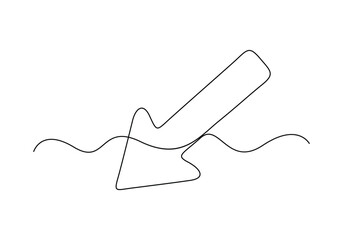 Arrow pointing right, continuous one line drawing vector. Single line Arrow pointing right, vector background. Arrow pointing right, icon. Continuous outline of a Arrow pointing right