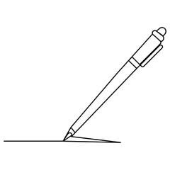 Pen icon  continuous one line drawing outline vector illustration