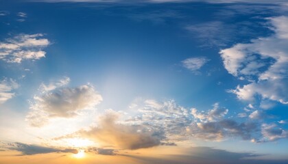 Fototapeta premium panorama blue sky and clouds with sunset natural background