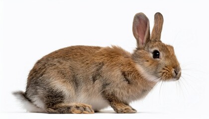 Fototapeta premium rabbit 4 months old sitting against white background