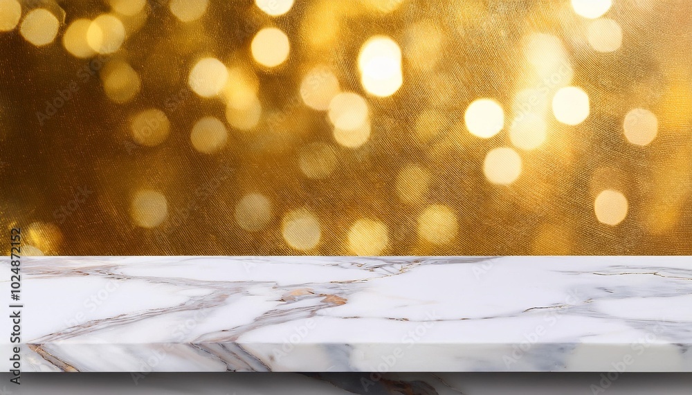 Poster marble table and gold abstract background product display podium with generative ai