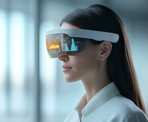 Immersive Futuristic VR Technology Experience with Advanced Headset.