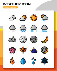 Weather icon set. Icon of summer, fall, rainy, winter. Vector icons illustrations isolated on white transparent background