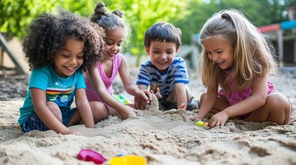 group of children playing in the sandbox