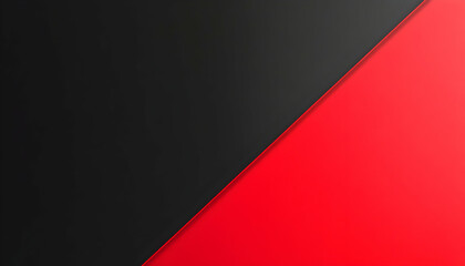 A diagonal line divides the background into two sections - one black and one red.