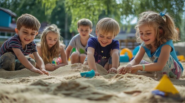 group of children playing in the sandbox