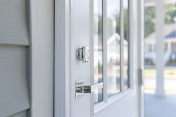 Close-Up of a Modern Entry Door on a Front Door | Stylish Design for Contemporary Home Entrances
