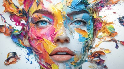 Abstract Portrait of a Woman with Vivid Colors